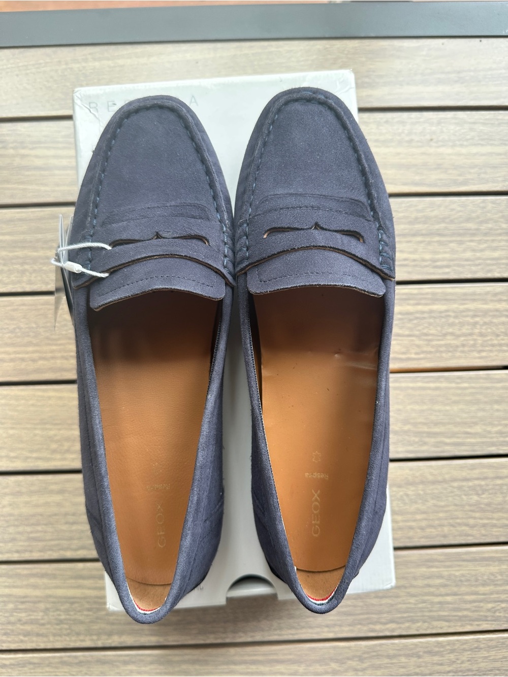 Geox Navy Suede Penny Loafers Moccasins size 8.5